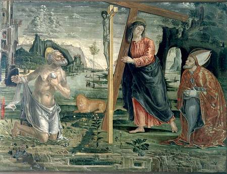 Christ carrying the Cross with St. Augustine and St. Jerome von Bernardo Parentino