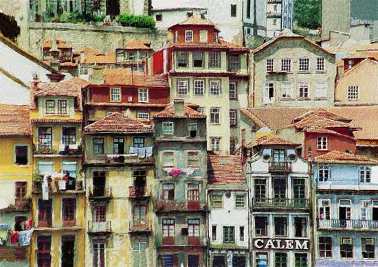 Häuserfront am Hafen von Porto von Bernd Wieczorek