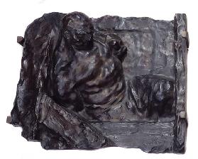 Sozialer Realismus: „Die menschliche Maschine“ Bronzerelief von Bernhard Hoetger (1874-1949) 1902 Pa 0