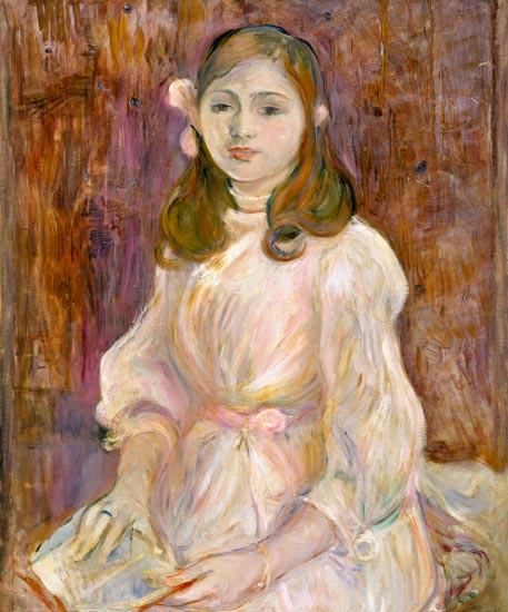 Portrait of Julie Manet (1878-1966) Holding a Book von Berthe Morisot