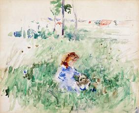 Young Girl Seated on the Lawn 1882  on