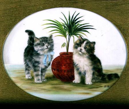 Kittens by a Palm in a Bowl von Betsy Bamber