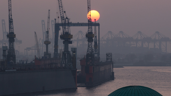 Sonnenuntergang Hafen (Hamburg) von Birge George