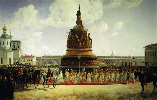 The Consecrating of the Monument to the Millennium of Russia in Novgorod in 1862 von Bogdan Willewalde