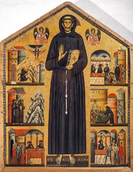 St. Francis of Assisi (c.1182-1226) with scenes from his life, 1235 (panel) 16th