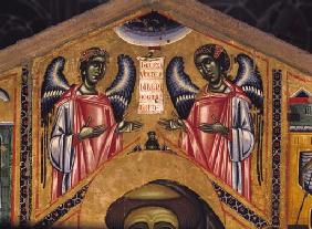Tafelbild: Der hl. Franziskus von Assisi. Ausschnitt: Zwei Engel. 1250