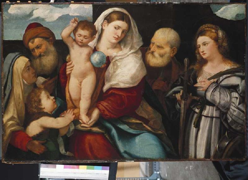 Die heilige Familie mit St. Katharina. von Bonifacio  Veronese
