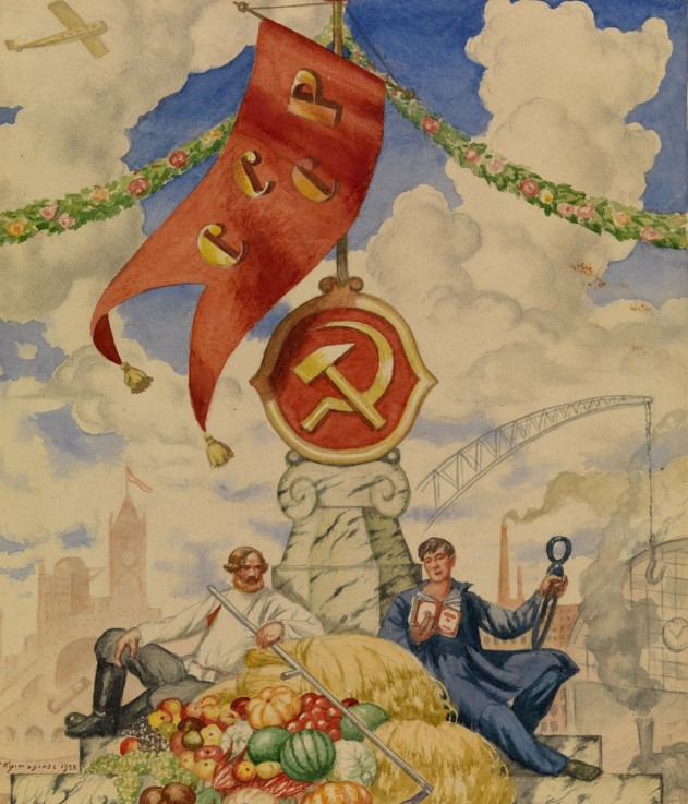 Arbeiter und Bauer von Boris Michailowitsch Kustodiev