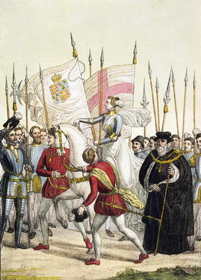 Queen Elizabeth I (1530-1603) Rallying the Troops at Tilbury before the Arrival of the Spanish Armad von Bramati