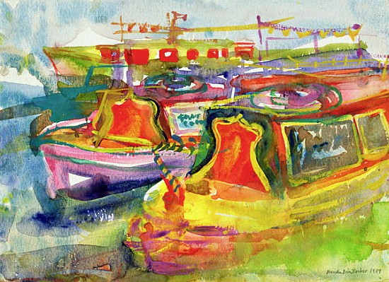 Canal Boats, 1989 (w/c on paper)  von Brenda Brin  Booker