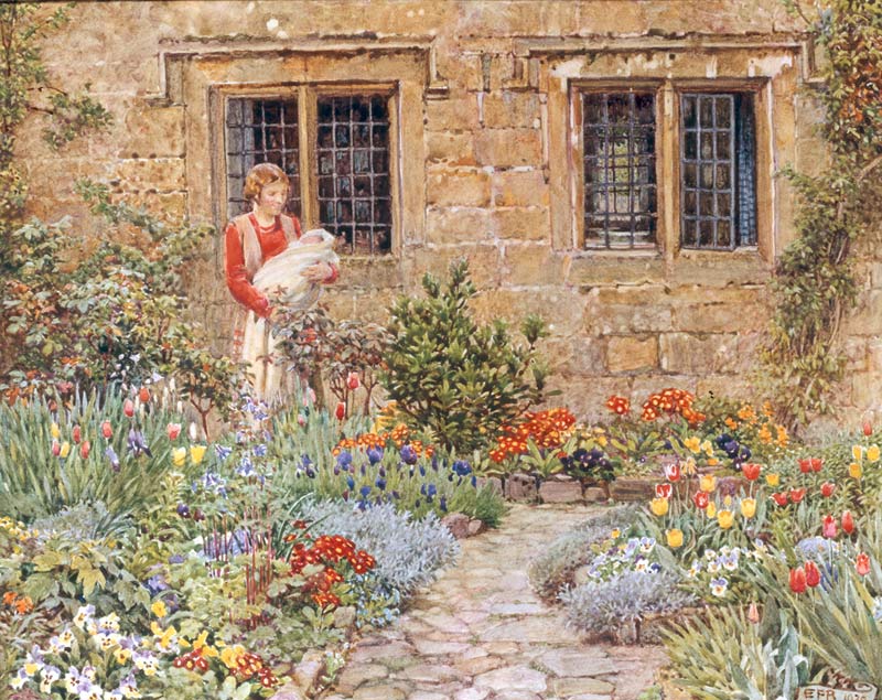 Mother and Child in a Flower Garden von Brickdale Eleanor Fortescue
