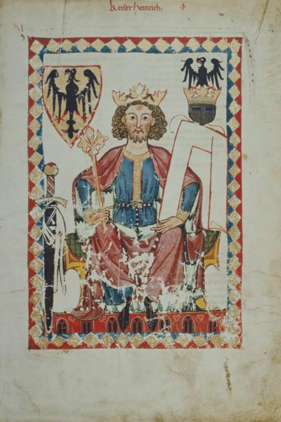 Kaiser Heinrich VI. auf dem Thron von Buchmalerei