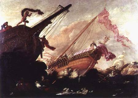 Galleons wrecked on a rocky shore von Buonamico Agostino Tassi