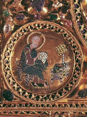 The Pala d''Oro, detail of St. Matthew (gold & enamel inlaid with precious stones)