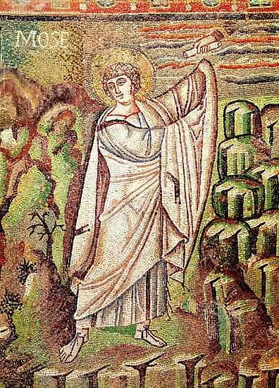 Moses on Mount Sinai, figure above the lunette depicting the Hospitality of Abraham and the Sacrific von Byzantine School