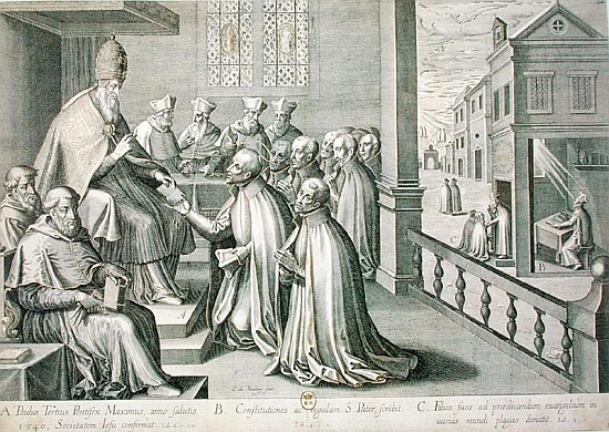 Pope Paul III (1468-1549) Receiving the Rule of the Society of Jesus von C. Malloy