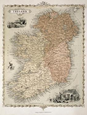 Map of Ireland, published c.1850 (hand-coloured engraving) 18th