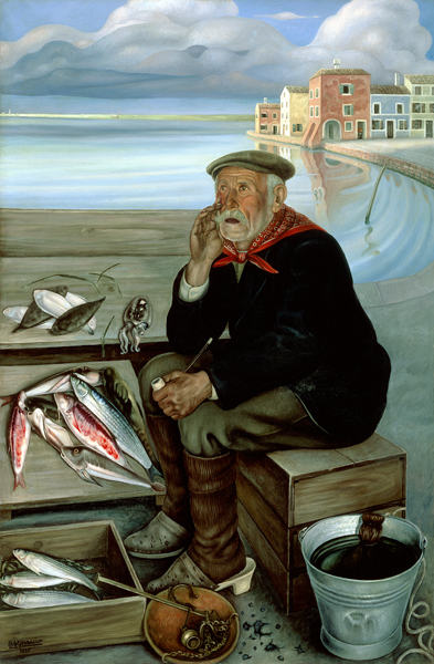 Venditore di pesce von Cagnaccio di San Pietro