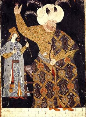 Portrait of Sultan Selim II (1524-74) firing a bow and arrow
