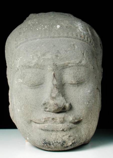 Buddha head with closed eyes, Angkor von Cambodian