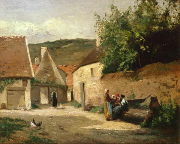 Straßenecke im Dorf von Camille Pissarro