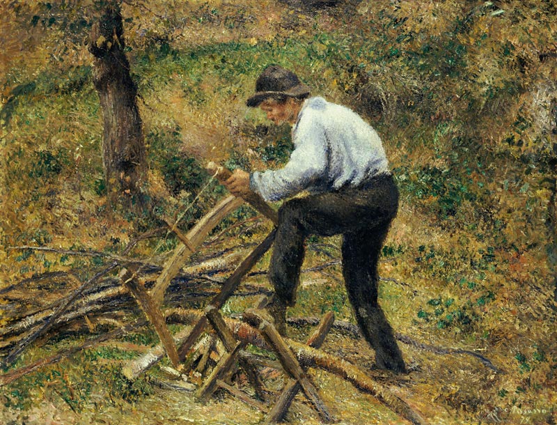 Der Vater beim Holzsägen, Pontoise von Camille Pissarro