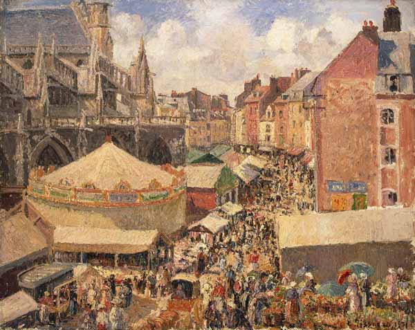 The Fair in Dieppe, Sunny Morning von Camille Pissarro