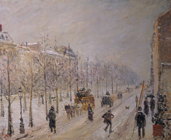 Auf dem Boulevard bei Schneefall von Camille Pissarro