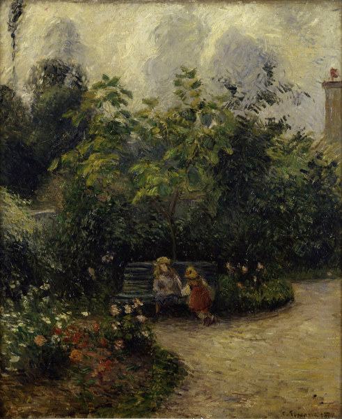 C.Pissarro / Garden in L Hermitage von Camille Pissarro