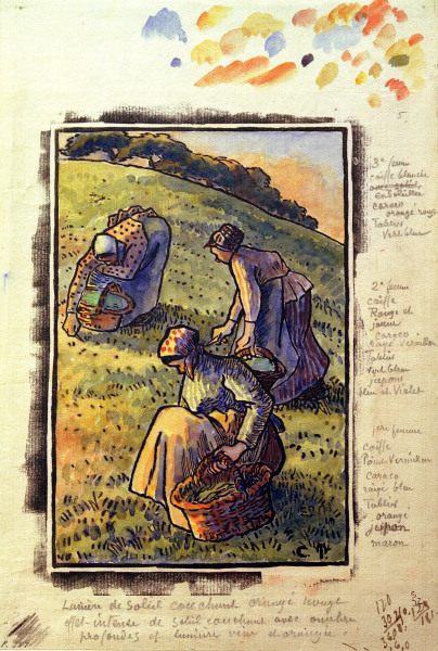 C.Pissarro, Kraeuter suchende Frauen von Camille Pissarro