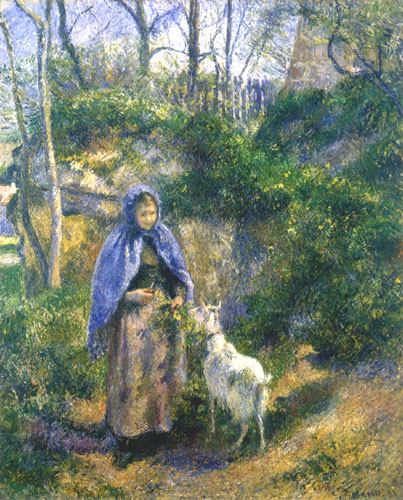 Frau mit einer Ziege von Camille Pissarro