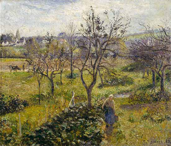 Landschaft mit Gemüsegarten bei Eragny. von Camille Pissarro