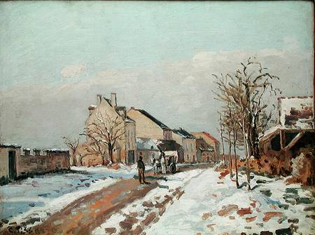 The Road from Gisors to Pontoise, Snow Effect von Camille Pissarro