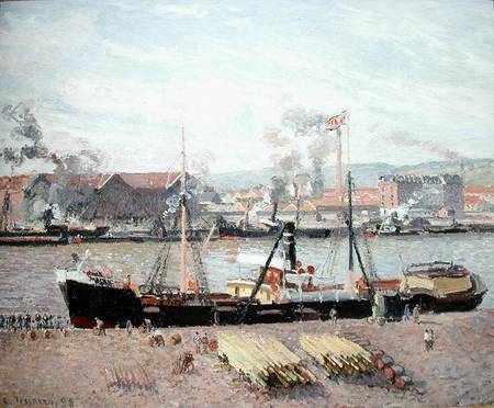 Rouen Port, Unloading Wood von Camille Pissarro
