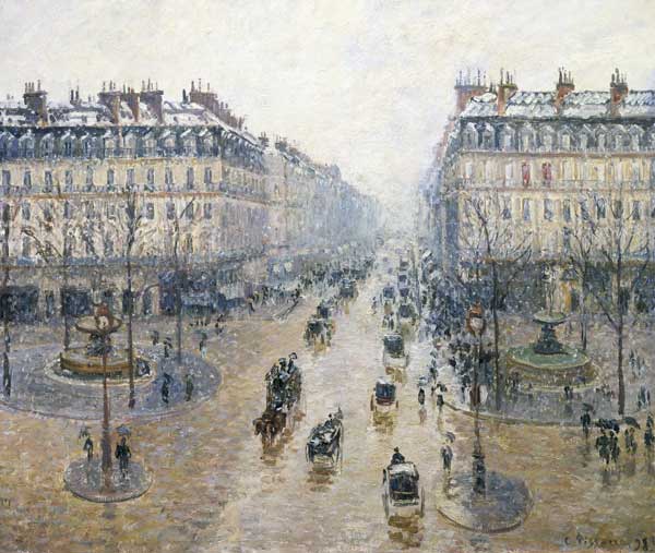 L'Avenue de l'Opéra. Schnee. Morgen von Camille Pissarro