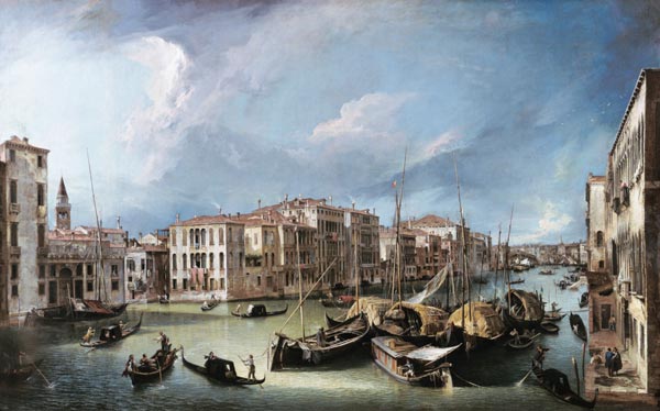 Der Canal Grande in Venedig mit der Rialto-Brücke von Giovanni Antonio Canal (Canaletto)