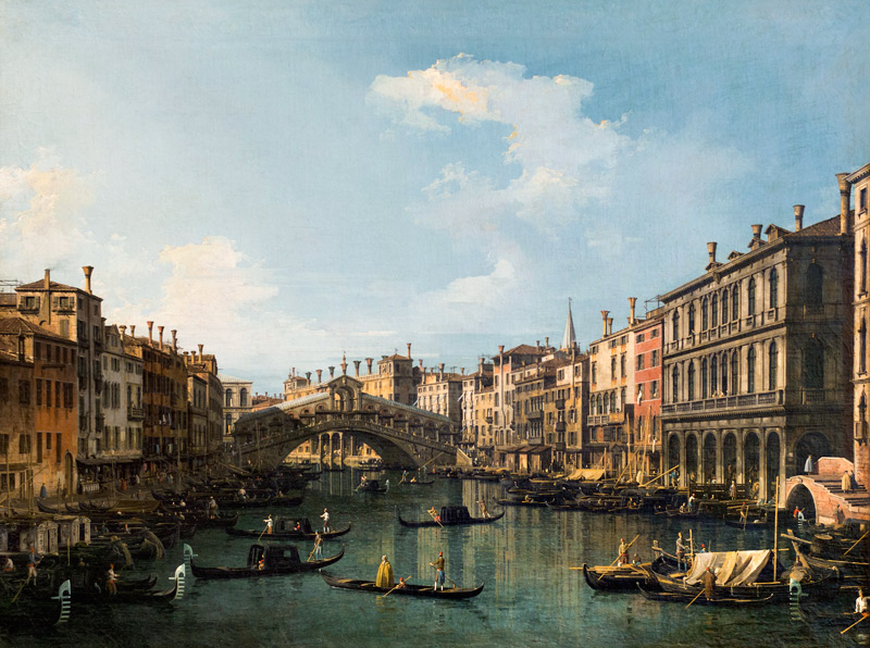 Die Rialtobrücke von Süden von Giovanni Antonio Canal (Canaletto)