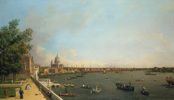 London, Themse mit der City im Hintergrund, von der Terasse des Somerset House aus gesehen von Giovanni Antonio Canal (Canaletto)