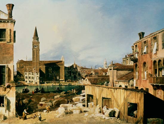 Der Hof der Steinmetzen von Giovanni Antonio Canal (Canaletto)