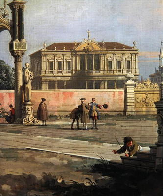 Detail of a Town House and a public square (oil on canvas) von Giovanni Antonio Canal (Canaletto)