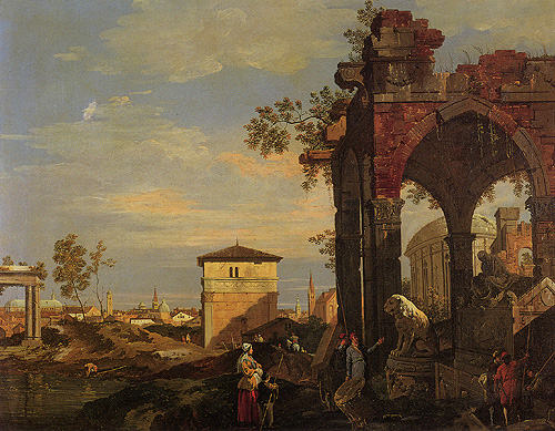 Landschaft mit Ruinen von Giovanni Antonio Canal (Canaletto)
