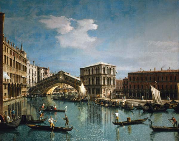 The Rialto Bridge, Venice von Giovanni Antonio Canal (Canaletto)