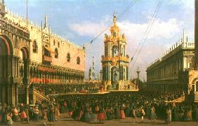 Venice the Giovedi Grasso Festival in the Piazzetta 1760