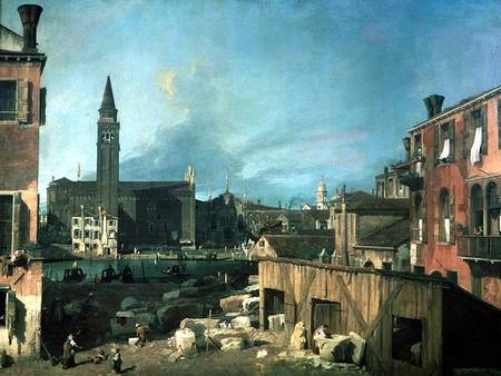 Venice: Campo San Vidal and Santa Maria della Carita (The Stonemason's Yard) von Giovanni Antonio Canal (Canaletto)