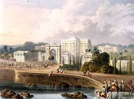 The British Residency at Hyderabad in 1813, from Volume II of 'Scenery, Costumes and Architecture of von Captain Robert M. Grindlay