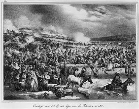 Crossing the Berezina on November 1812; engraved by Desguerrois (19th century)