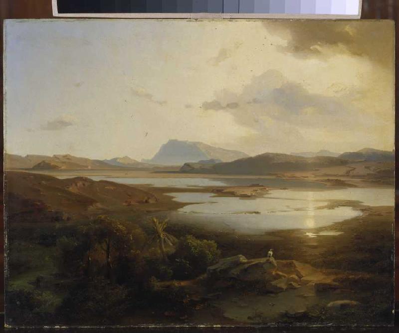 Der Kopais-See in Böotien mit dem Parnass. von Carl Anton Joseph Rottmann