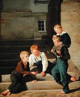 Young Boys Playing Dice in Front of Christiansborg Castle, Copenhagen 1834