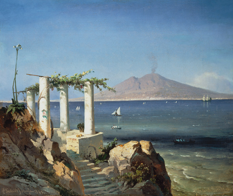 Blick von Capri über die Bucht von Neapel zum Vesuv. von Carl Frederick Sorensen