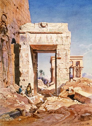 Doorway from Temple of Isis to temple called Bed of the Pharaohs, Island of Philaea, Egypt von Carl Friedrich Heinrich Werner